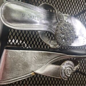 Michael Shannon Silver Jeweled Sandals